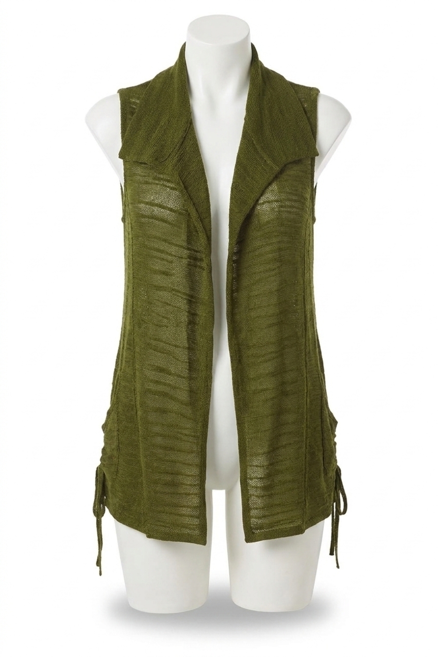 NEW ANGEL APPAREL gathered draped collar vest in olive